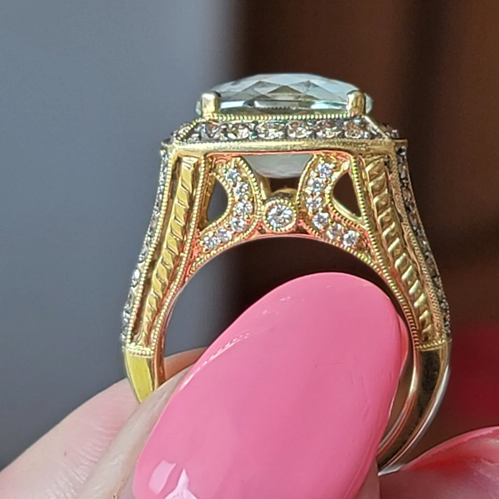 Rare vintage LeVian mint julep chocolate and vanilla diamond 14k Honey gold ring - Picture 4 of 11